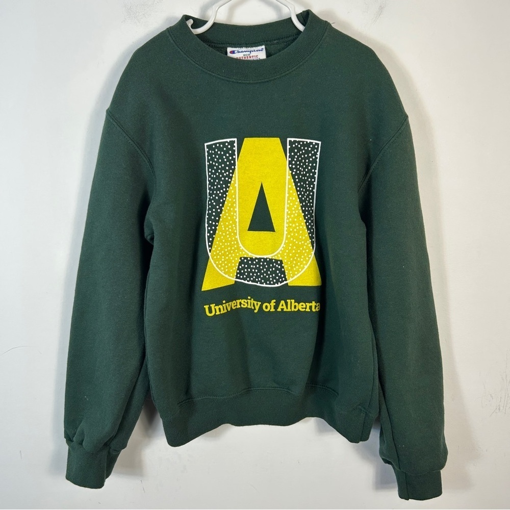 ❤️ Champion x University of Alberta Kids Sweatshirt Green and Yellow Youth S